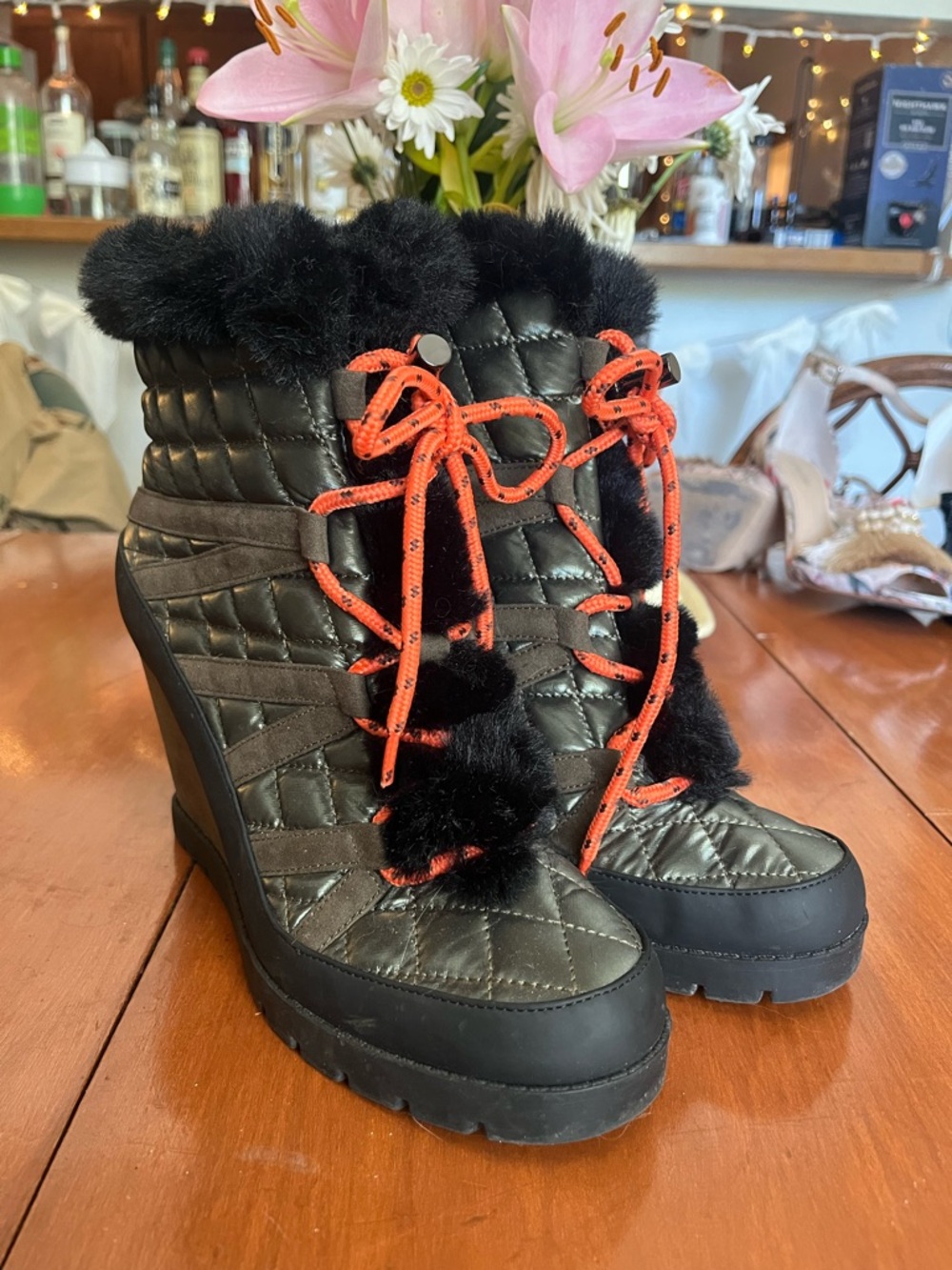 Jessica Simpson Olive Brixel Faux Fur Wedge Ankle Skii Boots